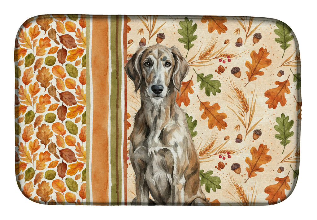 Brindle Scottish Deerhound Heirloom Fall Dish Drying Mat Absorbent Dish Drying Mat Pad for Kitchen Counter Dish Drainer Mat for Countertop, 14 x 21", Multicolor