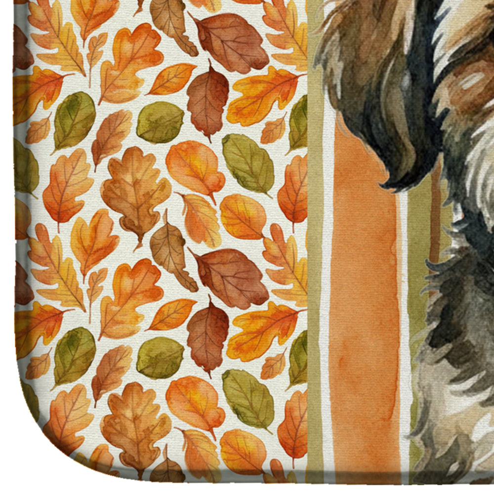 Brindle Shih Tzu Heirloom Fall Dish Drying Mat Absorbent Dish Drying Mat Pad for Kitchen Counter Dish Drainer Mat for Countertop, 14 x 21", Multicolor