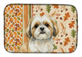 Gold and White Shih Tzu Heirloom Fall Dish Drying Mat Absorbent Dish Drying Mat Pad for Kitchen Counter Dish Drainer Mat for Countertop, 14 x 21", Multicolor