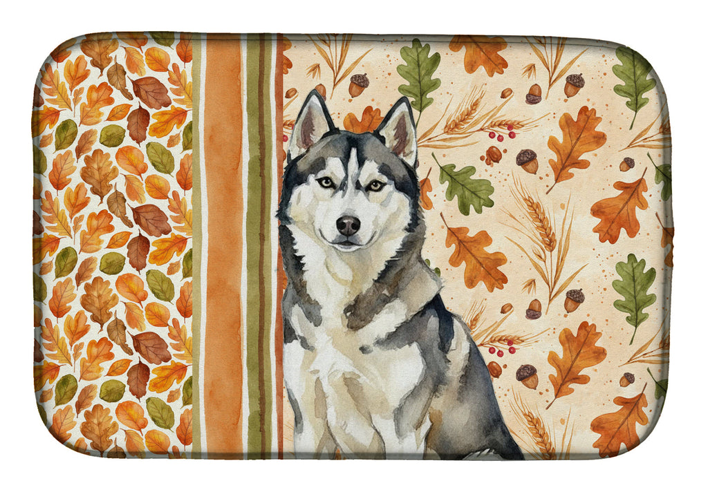 Agouti Siberian Husky Heirloom Fall Dish Drying Mat Absorbent Dish Drying Mat Pad for Kitchen Counter Dish Drainer Mat for Countertop, 14 x 21", Multicolor