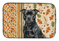 Black Staffordshire Bull Terrier Heirloom Fall Dish Drying Mat Absorbent Dish Drying Mat Pad for Kitchen Counter Dish Drainer Mat for Countertop, 14 x 21", Multicolor