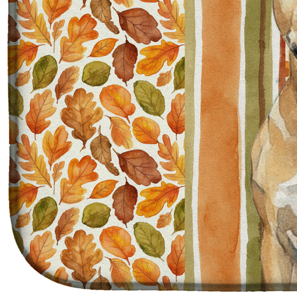 Fawn Staffordshire Bull Terrier Heirloom Fall Dish Drying Mat Absorbent Dish Drying Mat Pad for Kitchen Counter Dish Drainer Mat for Countertop, 14 x 21", Multicolor