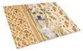 Fawn Staffordshire Bull Terrier Heirloom Fall Cutting Board Tempered Glass Kitchen Cutting Surface, Heat Resistant Chopping, Non-Slip Feet, Food Prep & Serving