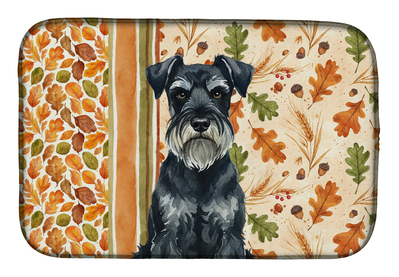 Standard Schnauzer Heirloom Fall Dish Drying Mat Absorbent Dish Drying Mat Pad for Kitchen Counter Dish Drainer Mat for Countertop, 14 x 21", Multicolor