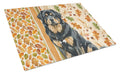 Black and Tan Tibetan Mastiff Heirloom Fall Cutting Board Tempered Glass Kitchen Cutting Surface, Heat Resistant Chopping, Non-Slip Feet, Food Prep & Serving