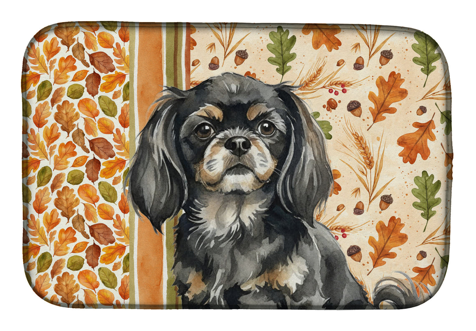 Black and Tan Tibetan Spaniel Heirloom Fall Dish Drying Mat Absorbent Dish Drying Mat Pad for Kitchen Counter Dish Drainer Mat for Countertop, 14 x 21", Multicolor