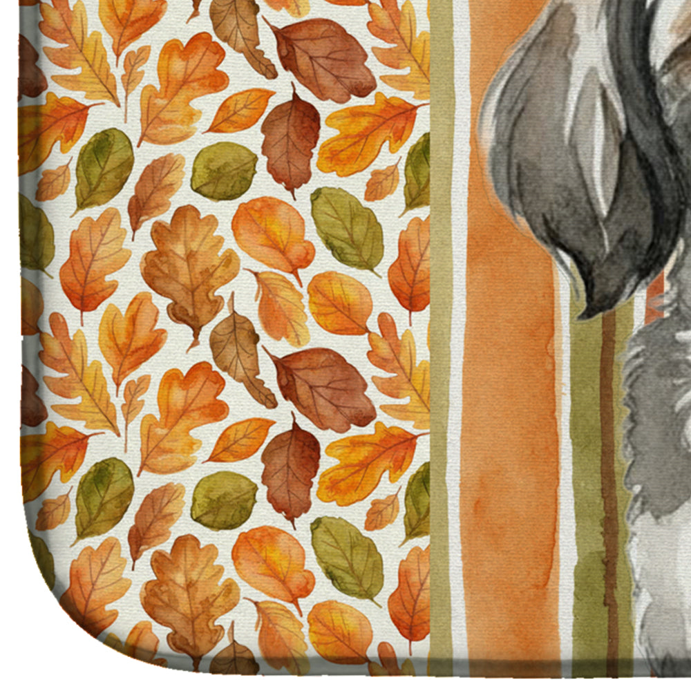 Grey and White Tibetan Spaniel Heirloom Fall Dish Drying Mat Absorbent Dish Drying Mat Pad for Kitchen Counter Dish Drainer Mat for Countertop, 14 x 21", Multicolor