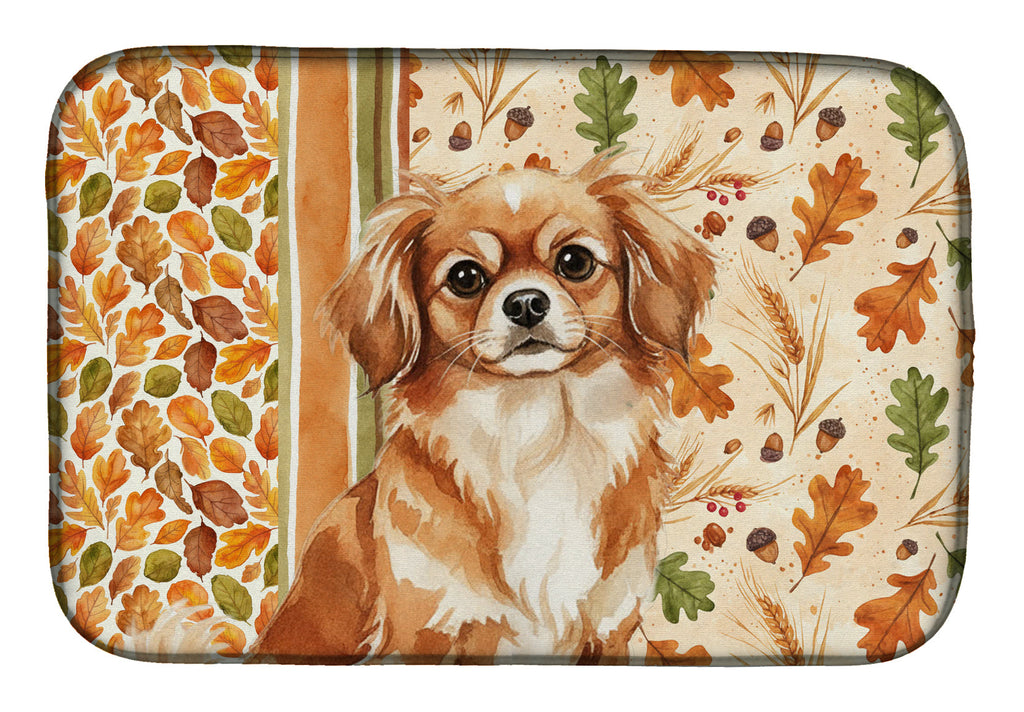 Red Tibetan Spaniel Heirloom Fall Dish Drying Mat Absorbent Dish Drying Mat Pad for Kitchen Counter Dish Drainer Mat for Countertop, 14 x 21", Multicolor