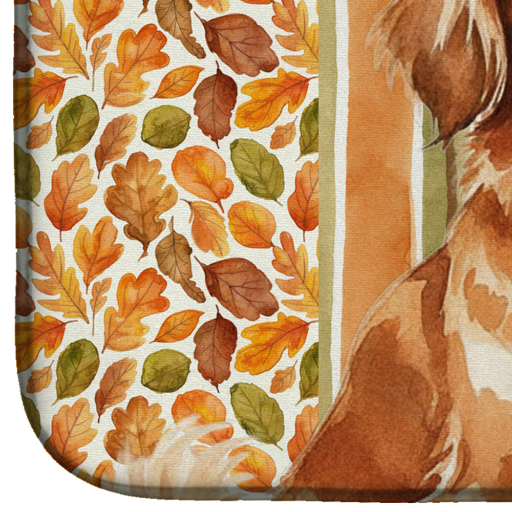 Red Tibetan Spaniel Heirloom Fall Dish Drying Mat Absorbent Dish Drying Mat Pad for Kitchen Counter Dish Drainer Mat for Countertop, 14 x 21", Multicolor