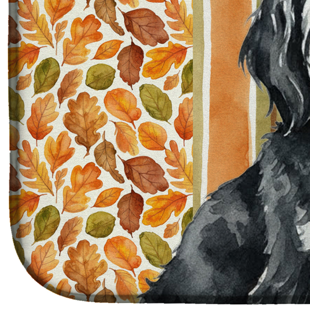Black and White Tibetan Terrier Heirloom Fall Dish Drying Mat Absorbent Dish Drying Mat Pad for Kitchen Counter Dish Drainer Mat for Countertop, 14 x 21", Multicolor