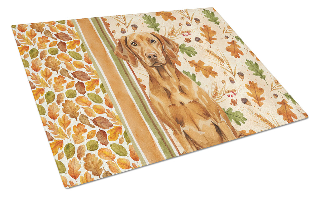 Vizsla Heirloom Fall Cutting Board Tempered Glass Kitchen Cutting Surface, Heat Resistant Chopping, Non-Slip Feet, Food Prep & Serving