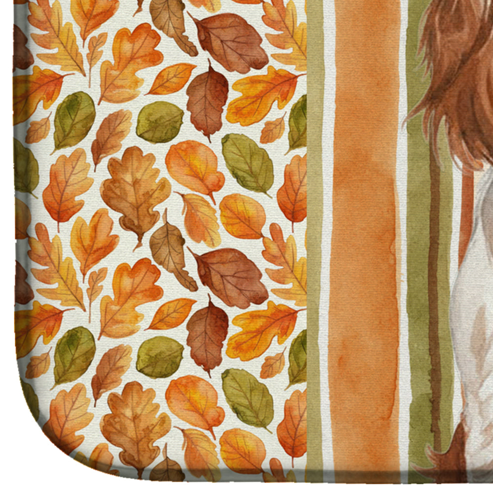 Welsh Springer Spaniel Heirloom Fall Dish Drying Mat Absorbent Dish Drying Mat Pad for Kitchen Counter Dish Drainer Mat for Countertop, 14 x 21", Multicolor