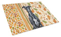Black Whippet Heirloom Fall Cutting Board Tempered Glass Kitchen Cutting Surface, Heat Resistant Chopping, Non-Slip Feet, Food Prep & Serving