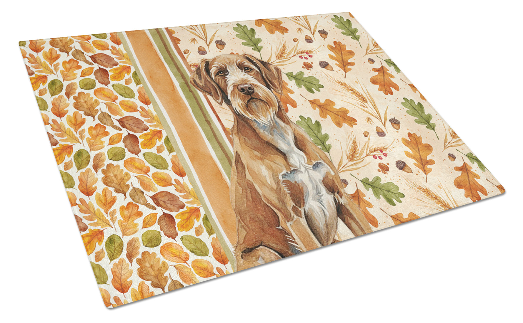 Wirehaired Pointing Griffon Heirloom Fall Cutting Board Tempered Glass Kitchen Cutting Surface, Heat Resistant Chopping, Non-Slip Feet, Food Prep & Serving