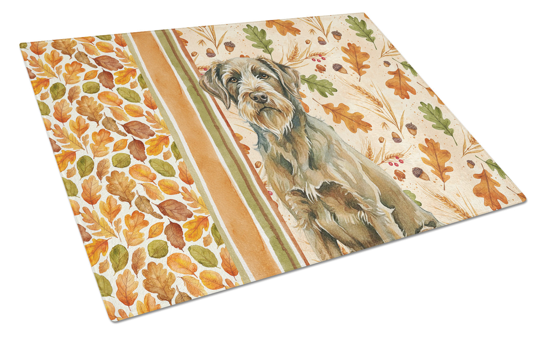 Chestnut Wirehaired Pointing Griffon Heirloom Fall Cutting Board Tempered Glass Kitchen Cutting Surface, Heat Resistant Chopping, Non-Slip Feet, Food Prep & Serving