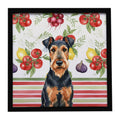 Airedale Terrier Vegetables Framed Metal Print Bathroom, Kitchen, Office, Home Decor Wall Art Ready to Hang, Square, 8X8