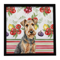 Grizzle Airedale Terrier Vegetables Framed Metal Print Bathroom, Kitchen, Office, Home Decor Wall Art Ready to Hang, Square, 8X8