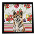 Brindle Akita Vegetables Framed Metal Print Bathroom, Kitchen, Office, Home Decor Wall Art Ready to Hang, Square, 8X8