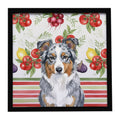 Blue Merle American Shepherd Vegetables Framed Metal Print Bathroom, Kitchen, Office, Home Decor Wall Art Ready to Hang, Square, 8X8