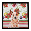 Red Heeler Australian Cattle Dog Vegetables Framed Metal Print Bathroom, Kitchen, Office, Home Decor Wall Art Ready to Hang, Square, 8X8