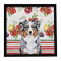 Blue Merle Australian Shepherd Vegetables Framed Metal Print Bathroom, Kitchen, Office, Home Decor Wall Art Ready to Hang, Square, 8X8