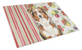 Red Merle Australian Shepherd Vegetables Cutting Board Tempered Glass Kitchen Cutting Surface, Heat Resistant Chopping, Non-Slip Feet, Food Prep & Serving