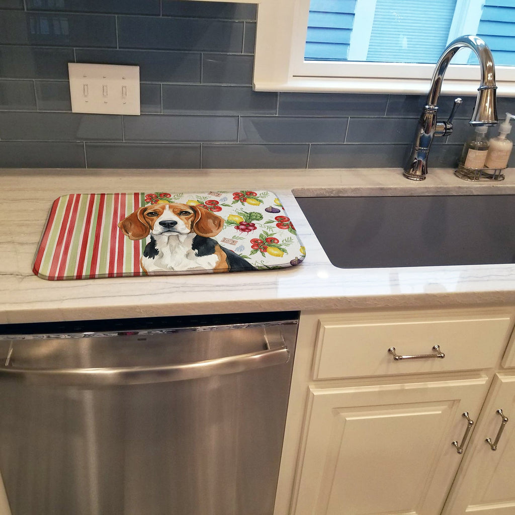 Beagle Vegetables Dish Drying Mat Absorbent Dish Drying Mat Pad for Kitchen Counter Dish Drainer Mat for Countertop, 14 x 21", Multicolor