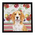 Lemon and White Beagle Vegetables Framed Metal Print Bathroom, Kitchen, Office, Home Decor Wall Art Ready to Hang, Square, 8X8