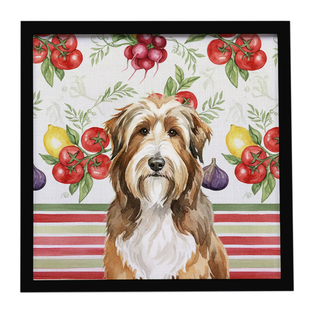 Brown Bearded Collie Vegetables Framed Metal Print Bathroom, Kitchen, Office, Home Decor Wall Art Ready to Hang, Square, 8X8