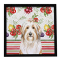 White and Tan Bearded Collie Vegetables Framed Metal Print Bathroom, Kitchen, Office, Home Decor Wall Art Ready to Hang, Square, 8X8
