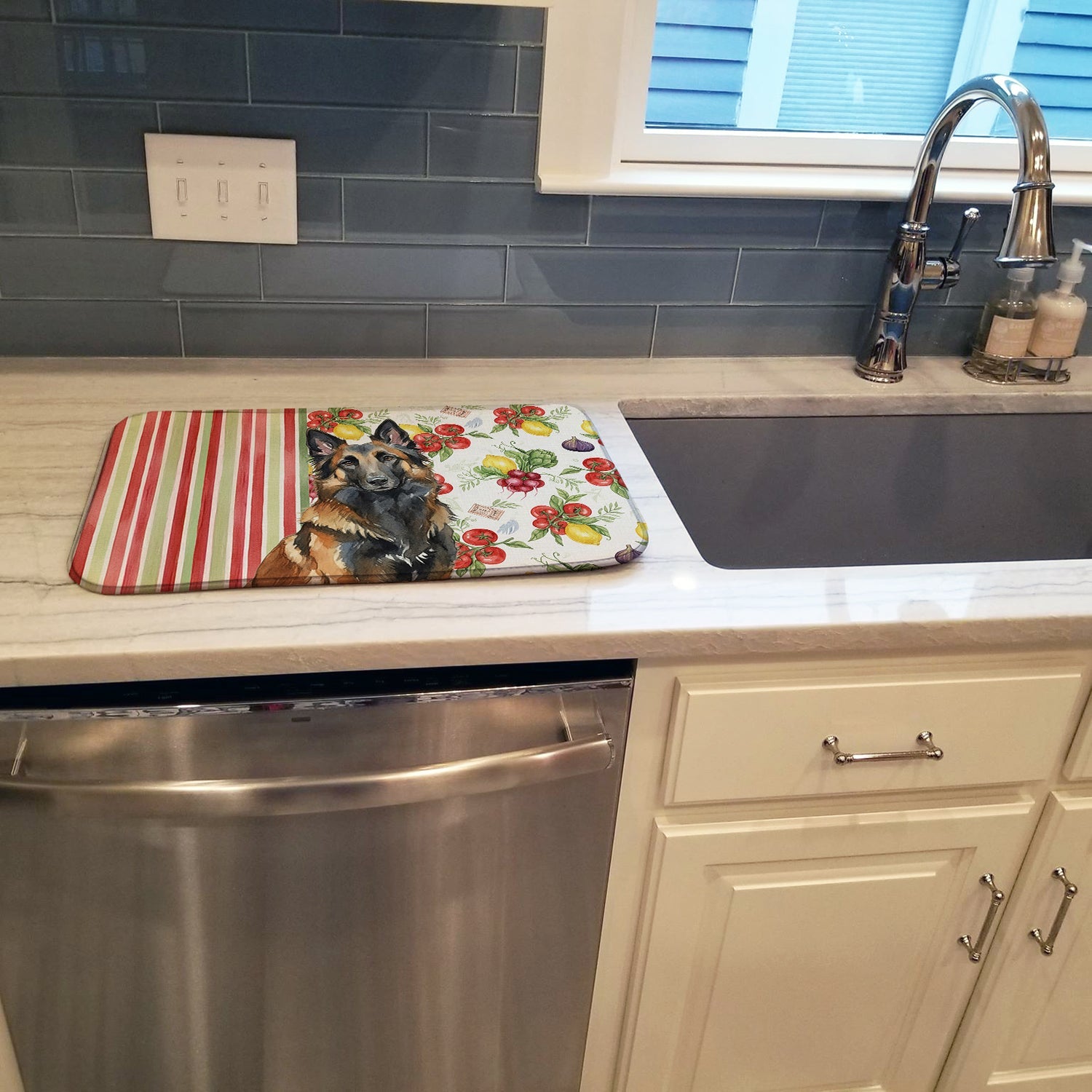 Belgian Tervuren Vegetables Dish Drying Mat Absorbent Dish Drying Mat Pad for Kitchen Counter Dish Drainer Mat for Countertop, 14 x 21", Multicolor