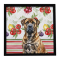 Brindle Boerboel Vegetables Framed Metal Print Bathroom, Kitchen, Office, Home Decor Wall Art Ready to Hang, Square, 8X8