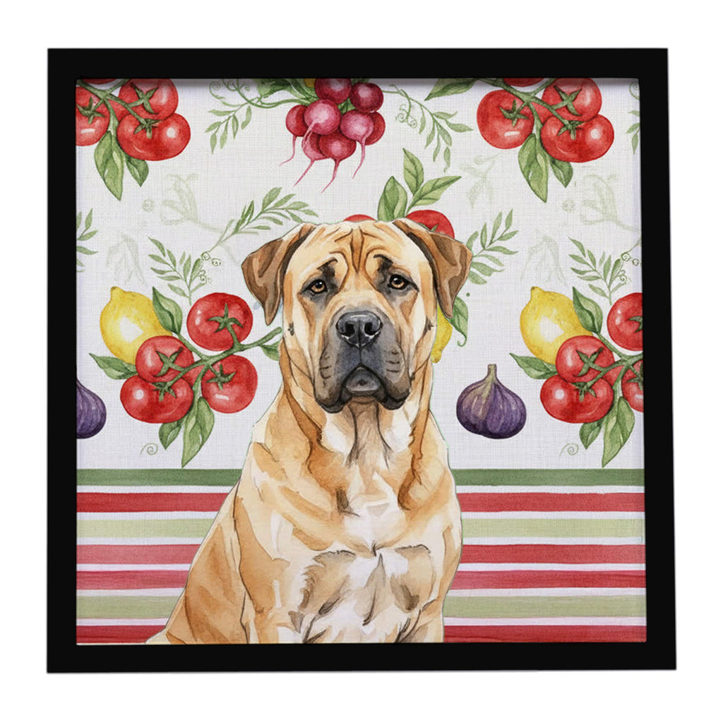 Fawn Boerboel Vegetables Framed Metal Print Bathroom, Kitchen, Office, Home Decor Wall Art Ready to Hang, Square, 8X8