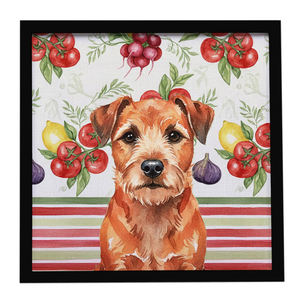 Red Border Terrier Vegetables Framed Metal Print Bathroom, Kitchen, Office, Home Decor Wall Art Ready to Hang, Square, 8X8