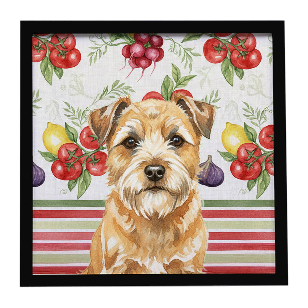 Wheaten Border Terrier Vegetables Framed Metal Print Bathroom, Kitchen, Office, Home Decor Wall Art Ready to Hang, Square, 8X8