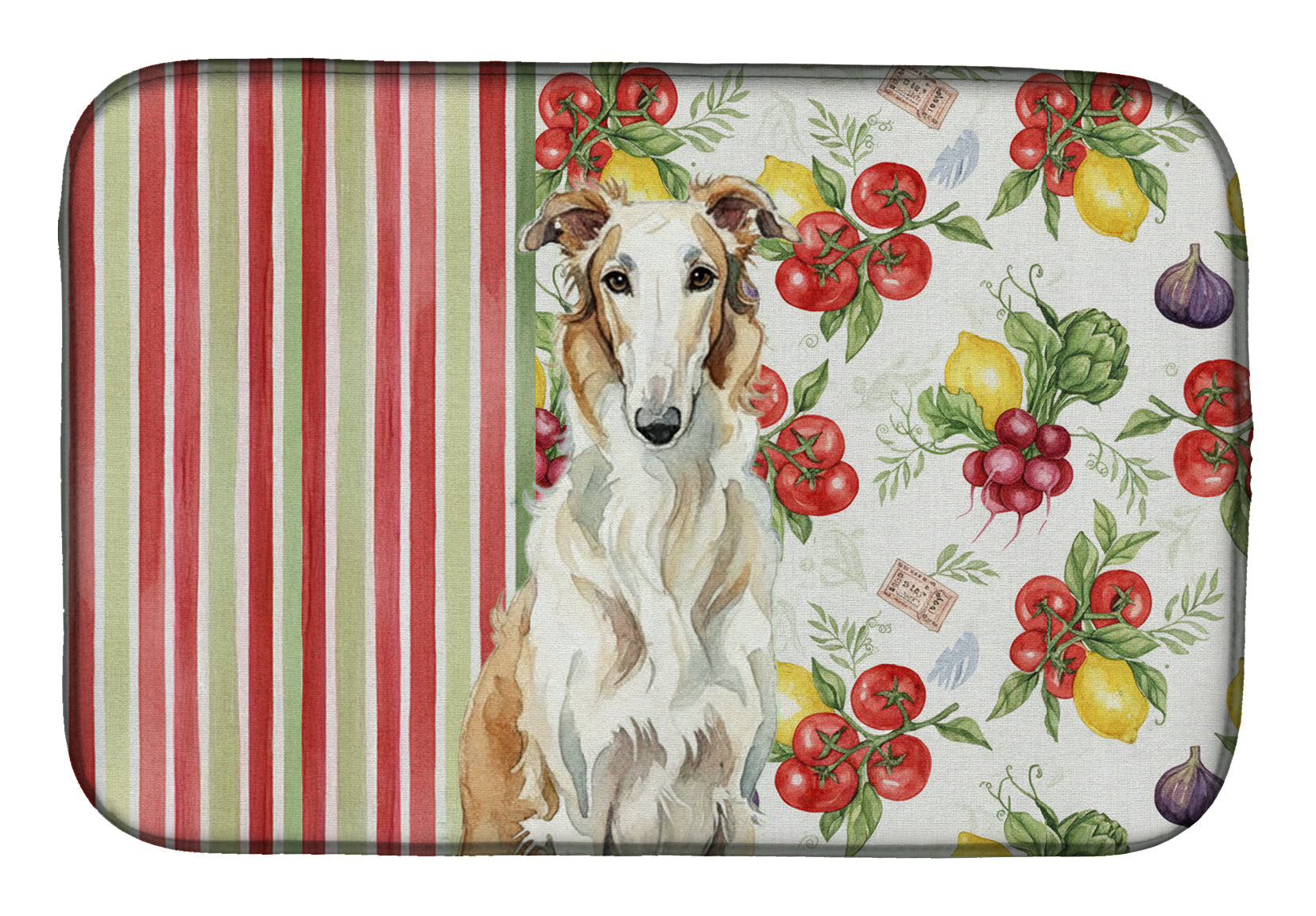 Borzoi Vegetables Dish Drying Mat Absorbent Dish Drying Mat Pad for Kitchen Counter Dish Drainer Mat for Countertop, 14 x 21", Multicolor