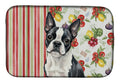 Boston Terrier Vegetables Dish Drying Mat Absorbent Dish Drying Mat Pad for Kitchen Counter Dish Drainer Mat for Countertop, 14 x 21", Multicolor