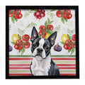 Boston Terrier Vegetables Framed Metal Print Bathroom, Kitchen, Office, Home Decor Wall Art Ready to Hang, Square, 8X8