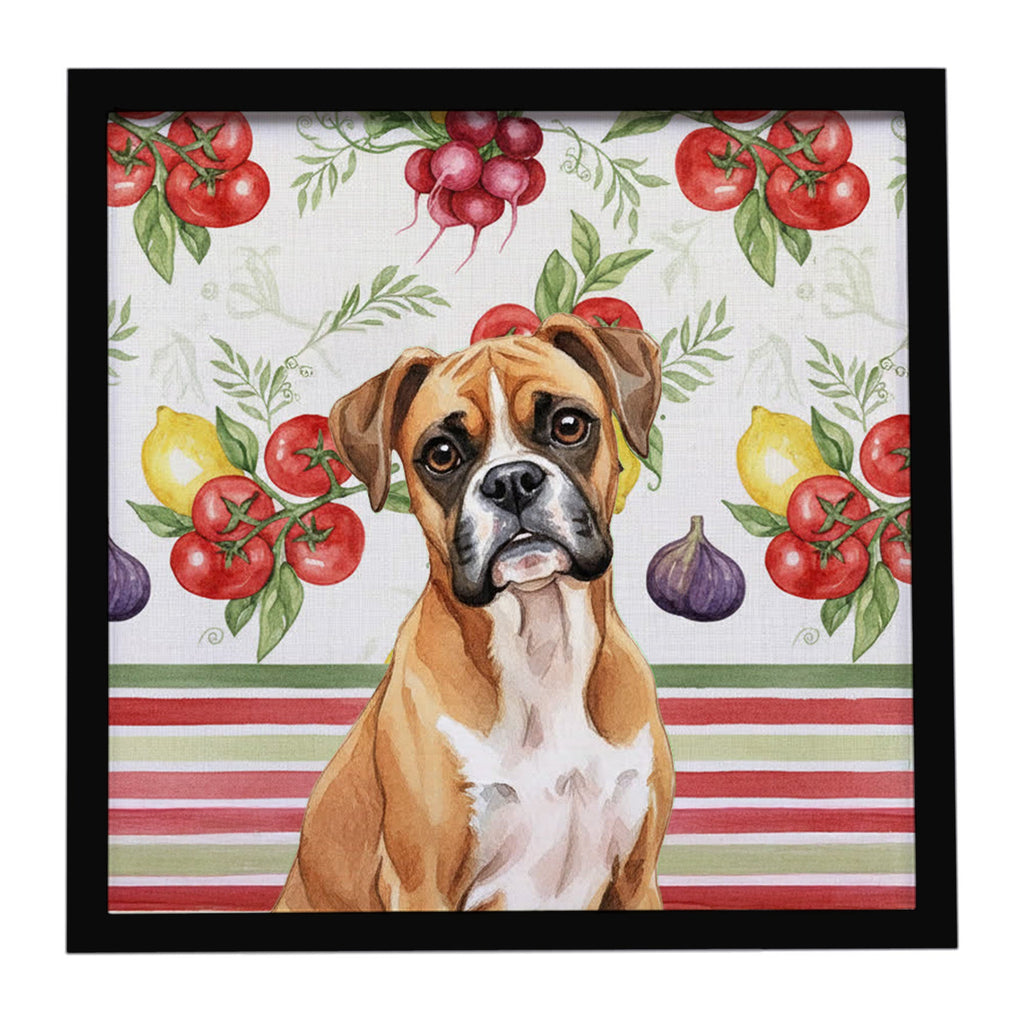 Boxer Vegetables Framed Metal Print Bathroom, Kitchen, Office, Home Decor Wall Art Ready to Hang, Square, 8X8