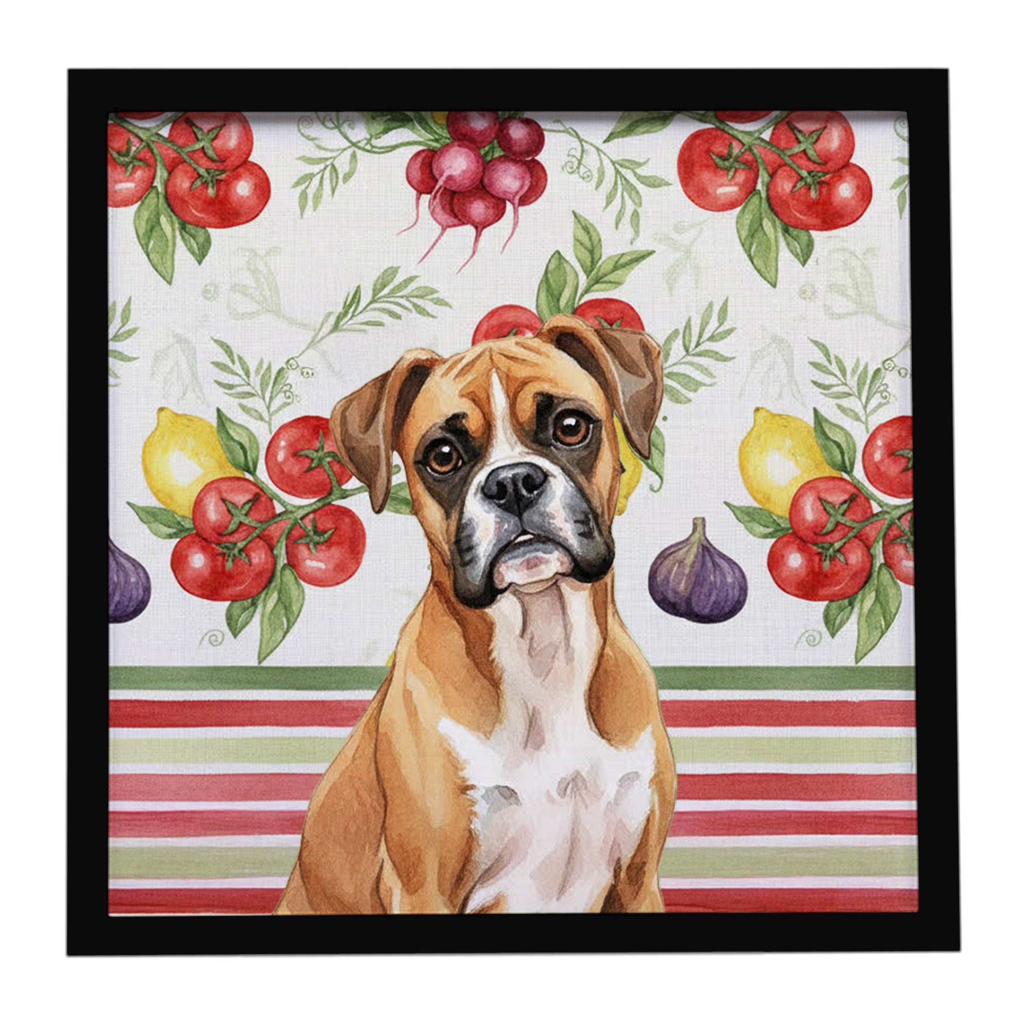 Boxer Vegetables Framed Metal Print Bathroom, Kitchen, Office, Home Decor Wall Art Ready to Hang, Square, 8X8