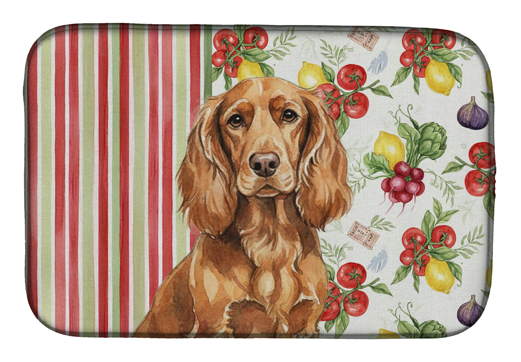 Boykin Spaniel Vegetables Dish Drying Mat Absorbent Dish Drying Mat Pad for Kitchen Counter Dish Drainer Mat for Countertop, 14 x 21", Multicolor