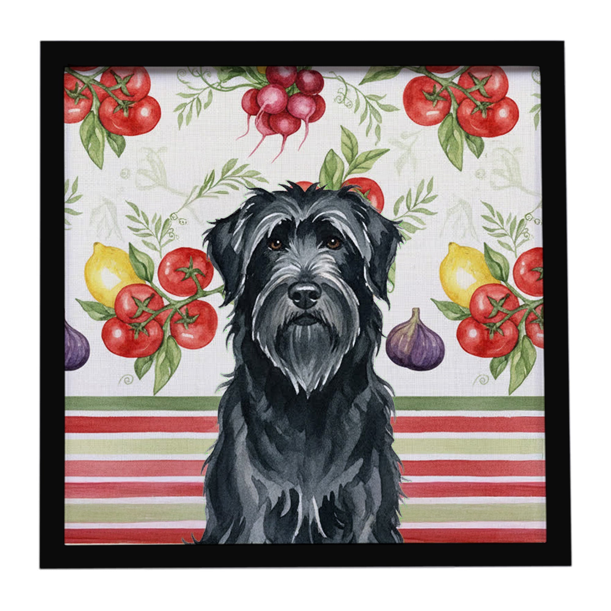 Black Briard Vegetables Framed Metal Print Bathroom, Kitchen, Office, Home Decor Wall Art Ready to Hang, Square, 8X8