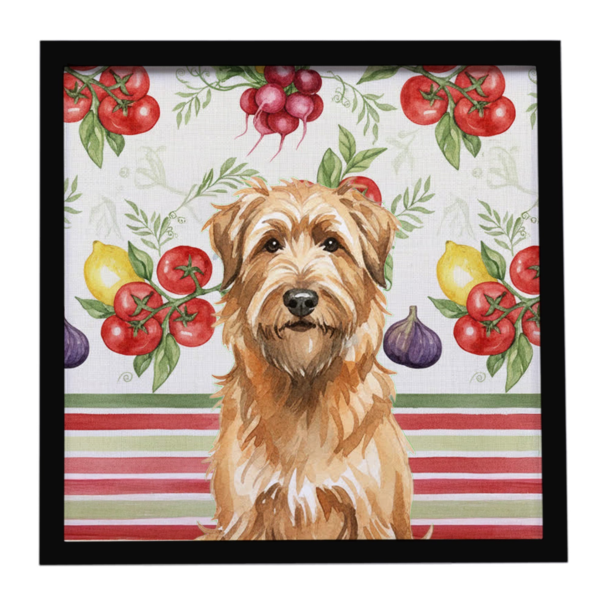 Tawny Briard Vegetables Framed Metal Print Bathroom, Kitchen, Office, Home Decor Wall Art Ready to Hang, Square, 8X8
