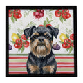 Black and Tan Brussels Griffon Vegetables Framed Metal Print Bathroom, Kitchen, Office, Home Decor Wall Art Ready to Hang, Square, 8X8