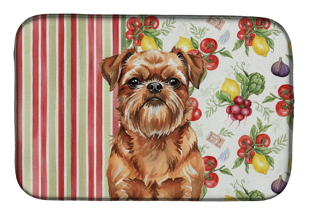 Red Brussels Griffon Vegetables Dish Drying Mat Absorbent Dish Drying Mat Pad for Kitchen Counter Dish Drainer Mat for Countertop, 14 x 21", Multicolor