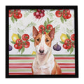 Red and White Bull Terrier Vegetables Framed Metal Print Bathroom, Kitchen, Office, Home Decor Wall Art Ready to Hang, Square, 8X8