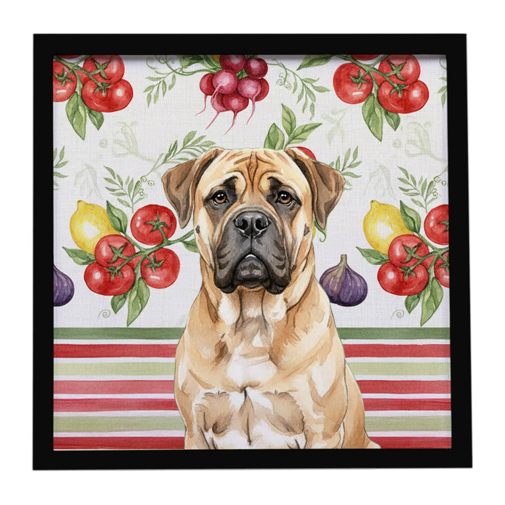 Bullmastiff Vegetables Framed Metal Print Bathroom, Kitchen, Office, Home Decor Wall Art Ready to Hang, Square, 8X8