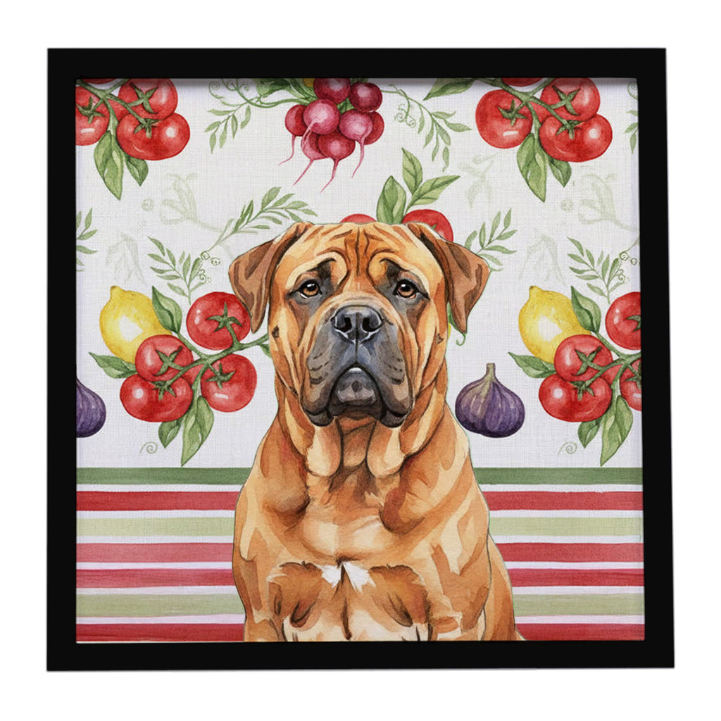 Red Bullmastiff Vegetables Framed Metal Print Bathroom, Kitchen, Office, Home Decor Wall Art Ready to Hang, Square, 8X8