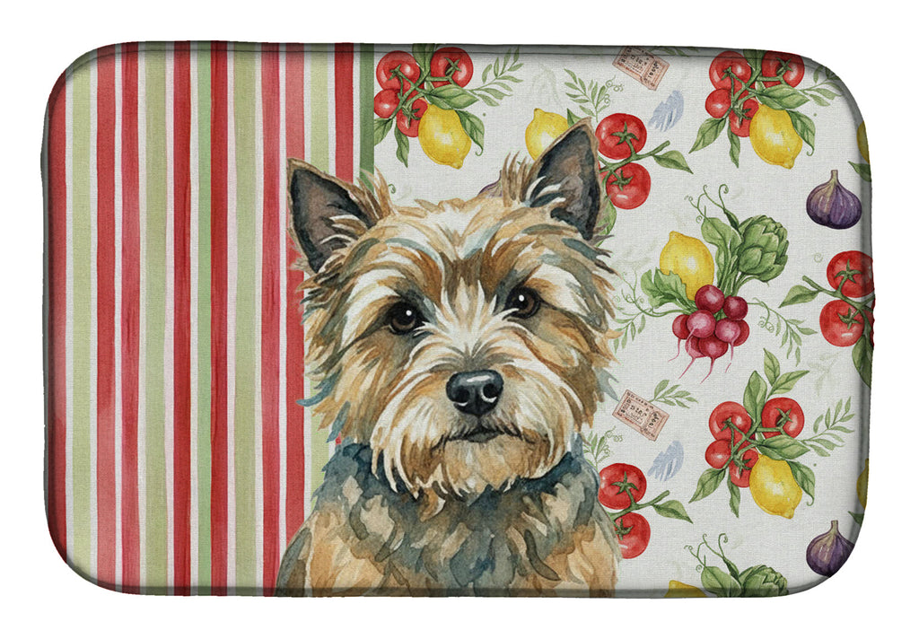 Cairn Terrier Vegetables Dish Drying Mat Absorbent Dish Drying Mat Pad for Kitchen Counter Dish Drainer Mat for Countertop, 14 x 21", Multicolor