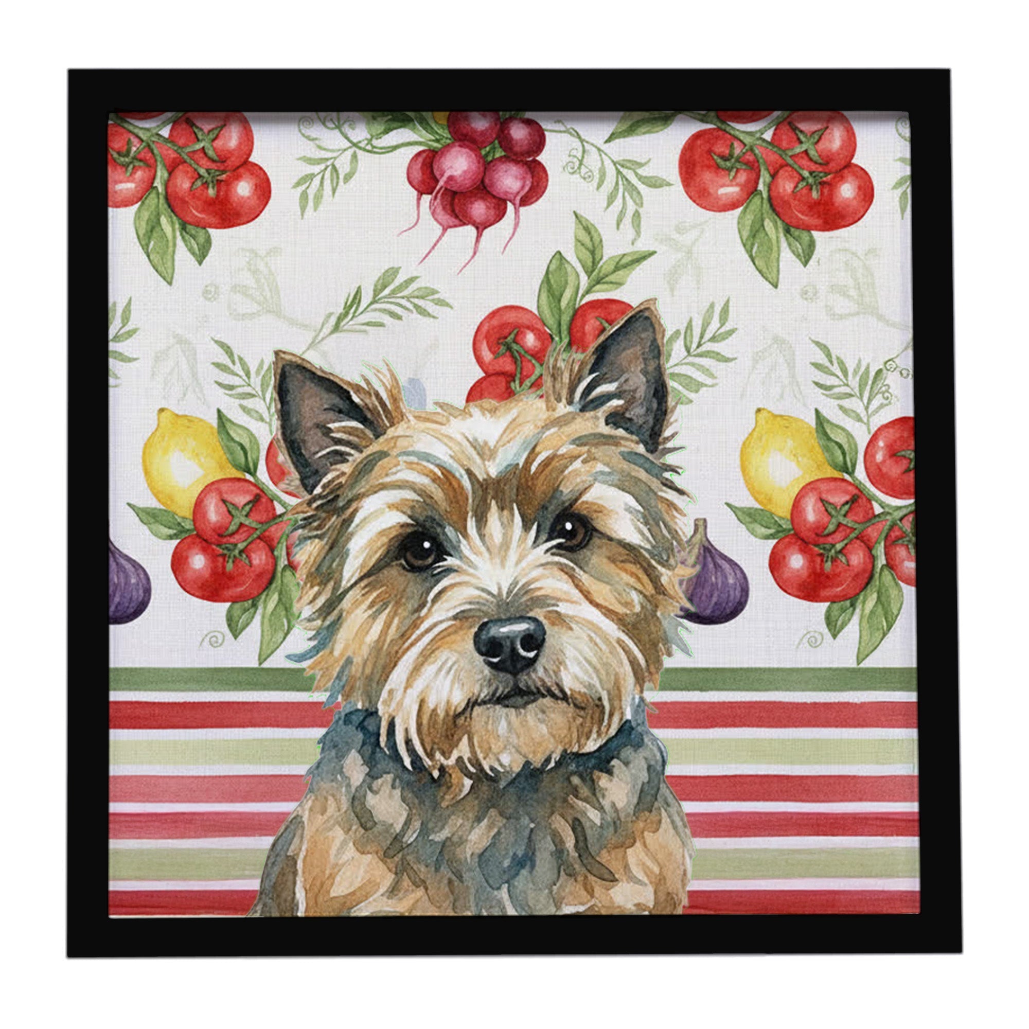 Cairn Terrier Vegetables Framed Metal Print Bathroom, Kitchen, Office, Home Decor Wall Art Ready to Hang, Square, 8X8